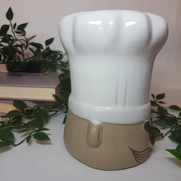 Ceramic Chef Head Kitchen Utensil Holder Baker Baking Cook Cooking Tool Storage - Picture 9 of 14